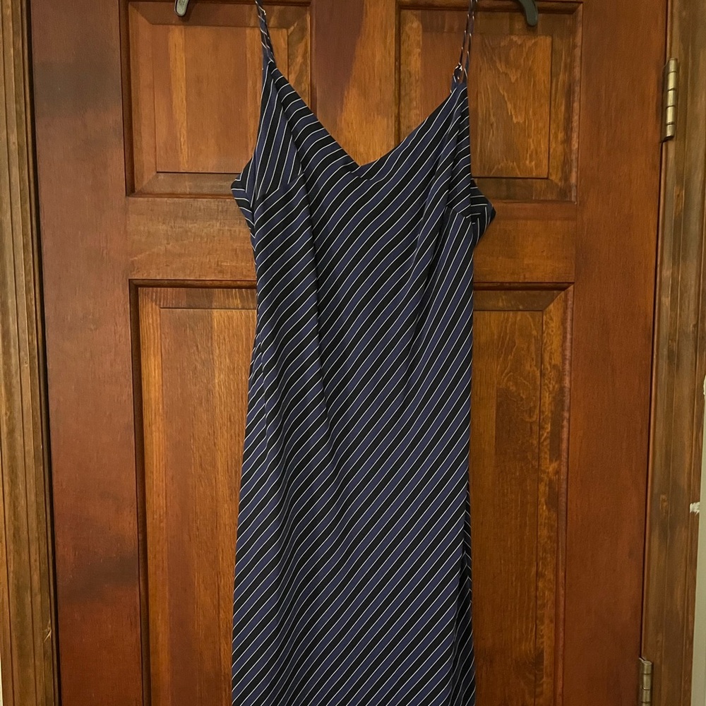 Elegant Navy Striped Dress